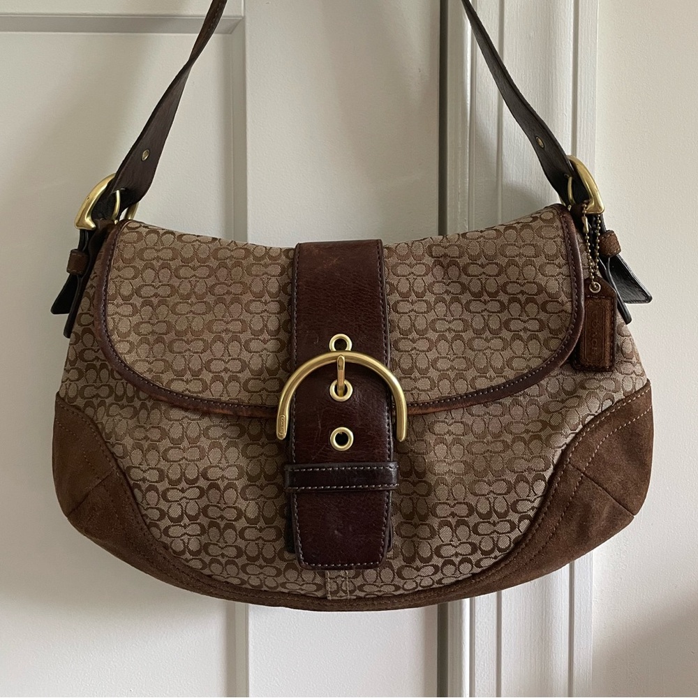 Vintage Coach Y2K Large Soho Brown Signature Canvas Shoulder Bag